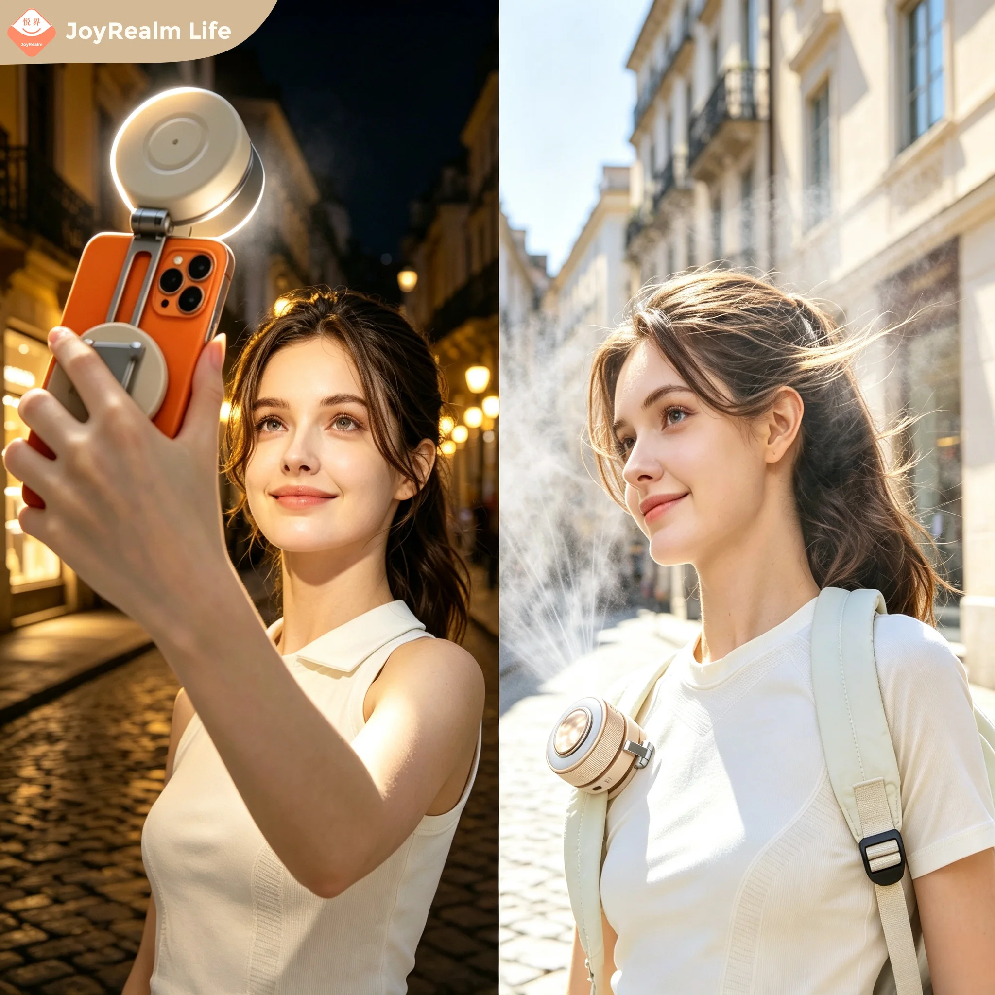 New Magnetic Fan with Clip-On Design, Compact and Portable Folding Phone Stand, Live Streaming Selfie Beauty Fill Light