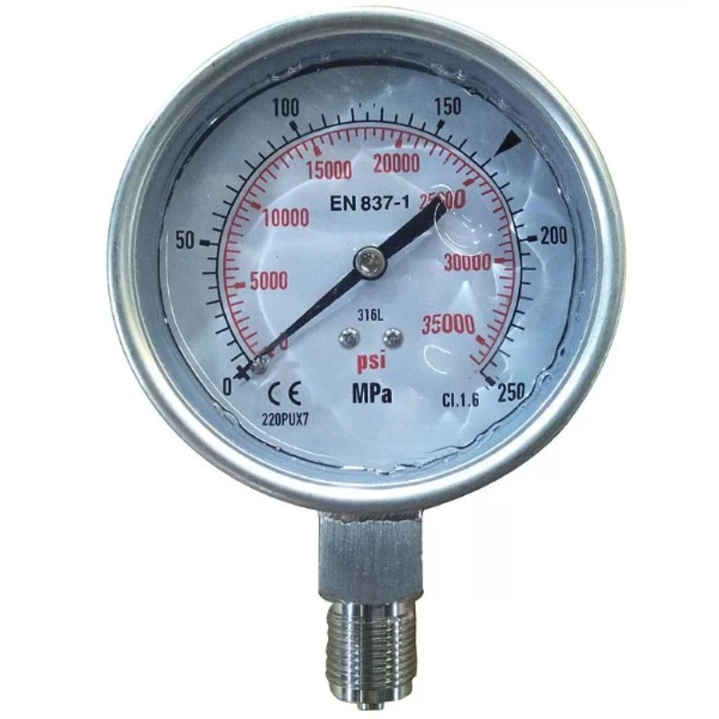 250Mpa Vibration‑Resistant Hydraulic Pressure Gauge, Radial Oil Pressure Meter For Excavator Hydraulic System Repair