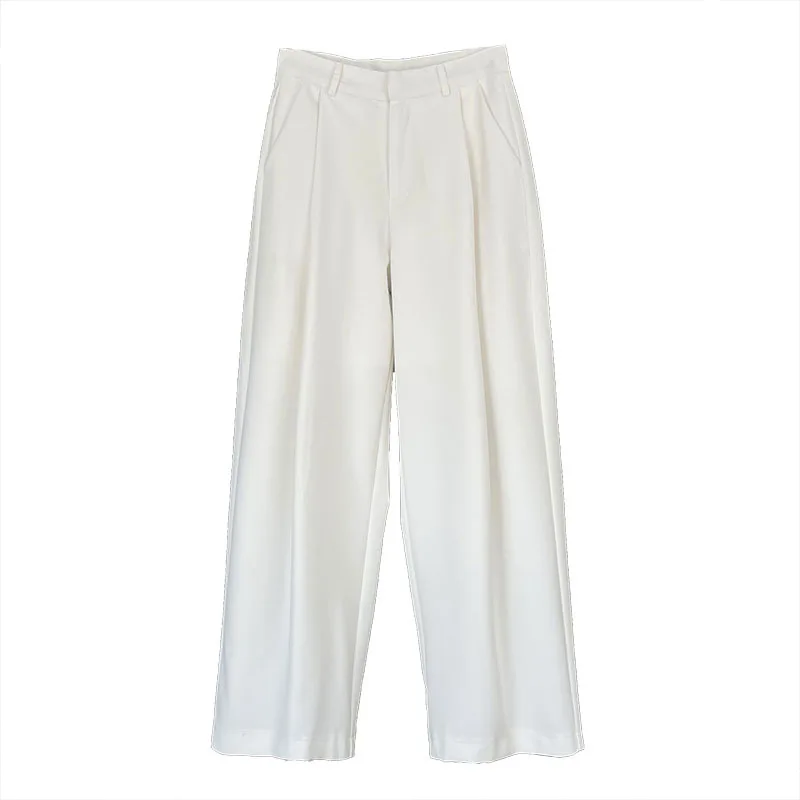 

Spring Autumn women's pants, long and wide Korean version design,versatile high waisted and floor hugging pleated wide leg pants