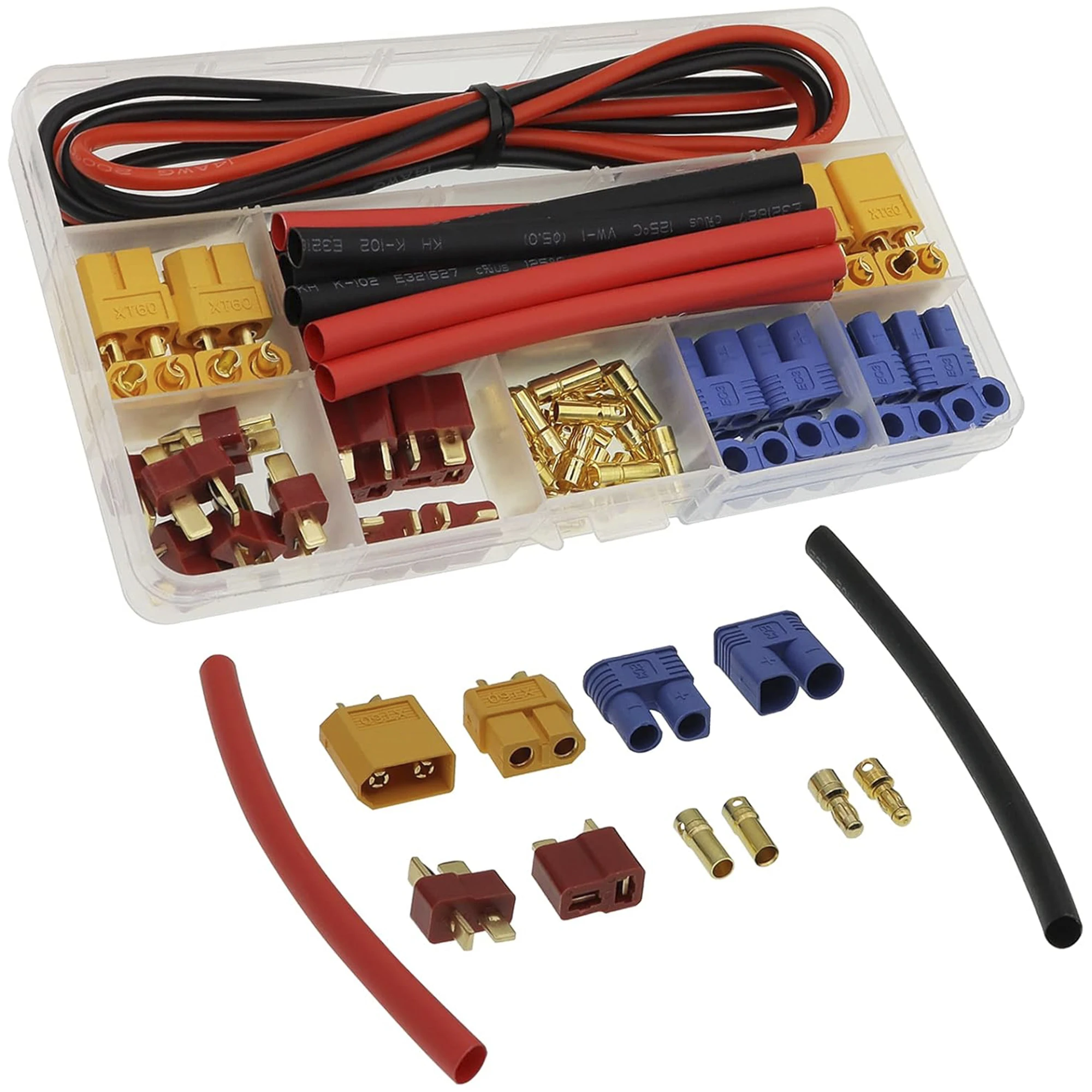 Adapter złączy męskich żeńskich XT60 / EC3 / Deans z przewodem silikonowym i rurkami termokurczliwymi do silnika akumulatorowego RC ESC Lipo