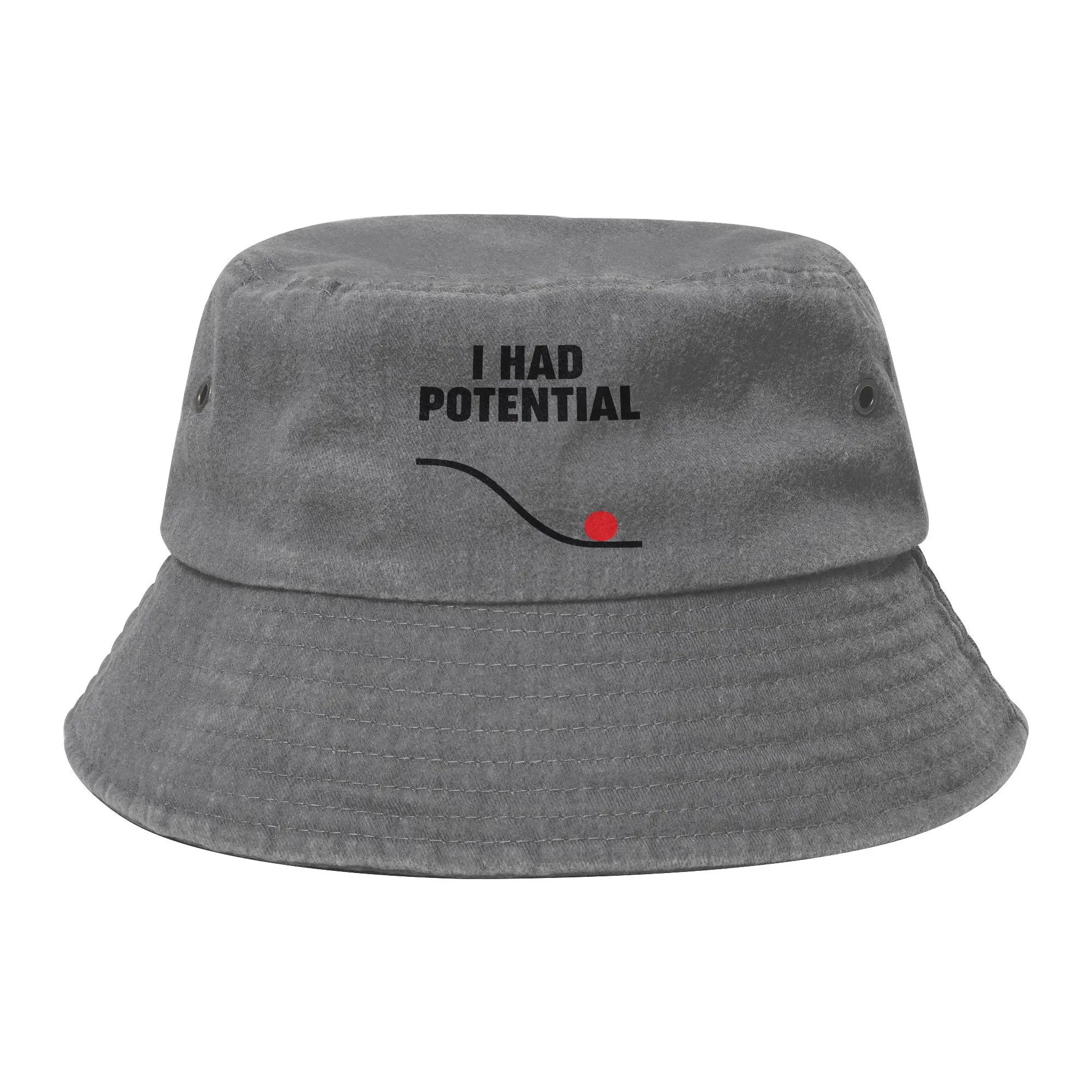 Women Men Distressed Denim Bucket Hat I Had Potential Summer Headwear Sport Fishing Hat Project Hail Mary Sarcastic Bob Hat Gift