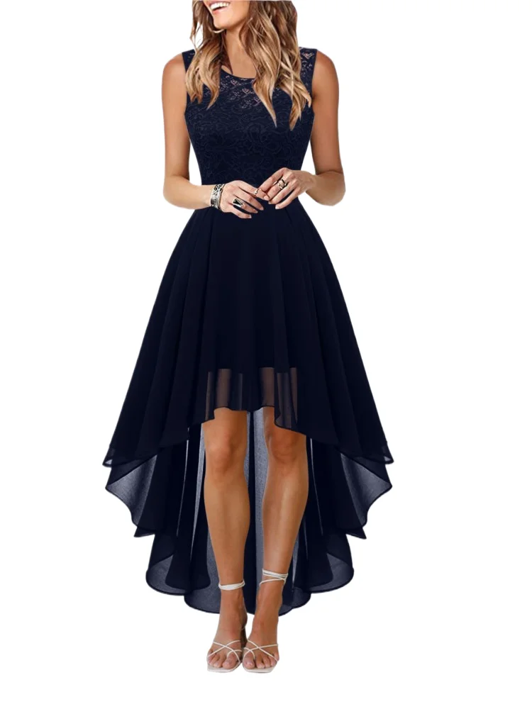 

Elegant Lace Dress For Women Fashion Sleeveless O Neck Pullovers Loose Dresses Lady Holiday Beach Party Vestidos Clothes Summer