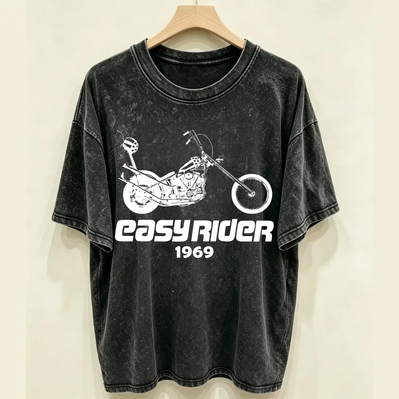 washed T Shirt 052 EASY RIDER BK SIZE S 5XL long or short sleeves vintage Washed fashion Unisex graphic Casual