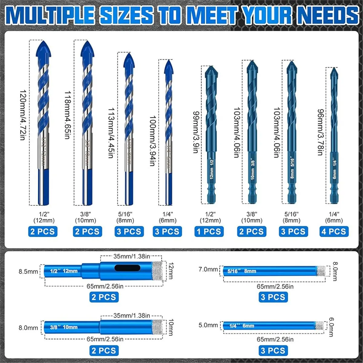 

2026 New Drill Bits Set, 30 Pcs Professional Masonry Drill Bit Set, Premium Carbide Drill Bits Set for Ceramic Glass