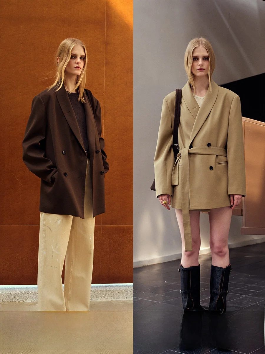 

Элегантный женский повседневный пиджак Ele ChicJane из плотной шерсти и ацетата с воротником-стойкой, коллекция Весна-Лето