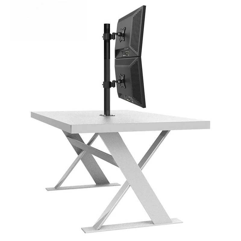 Upper and lower dual-screen monitor bracket, take away cable hanger desktop keyhole 50mm bold pipe diameter S0297