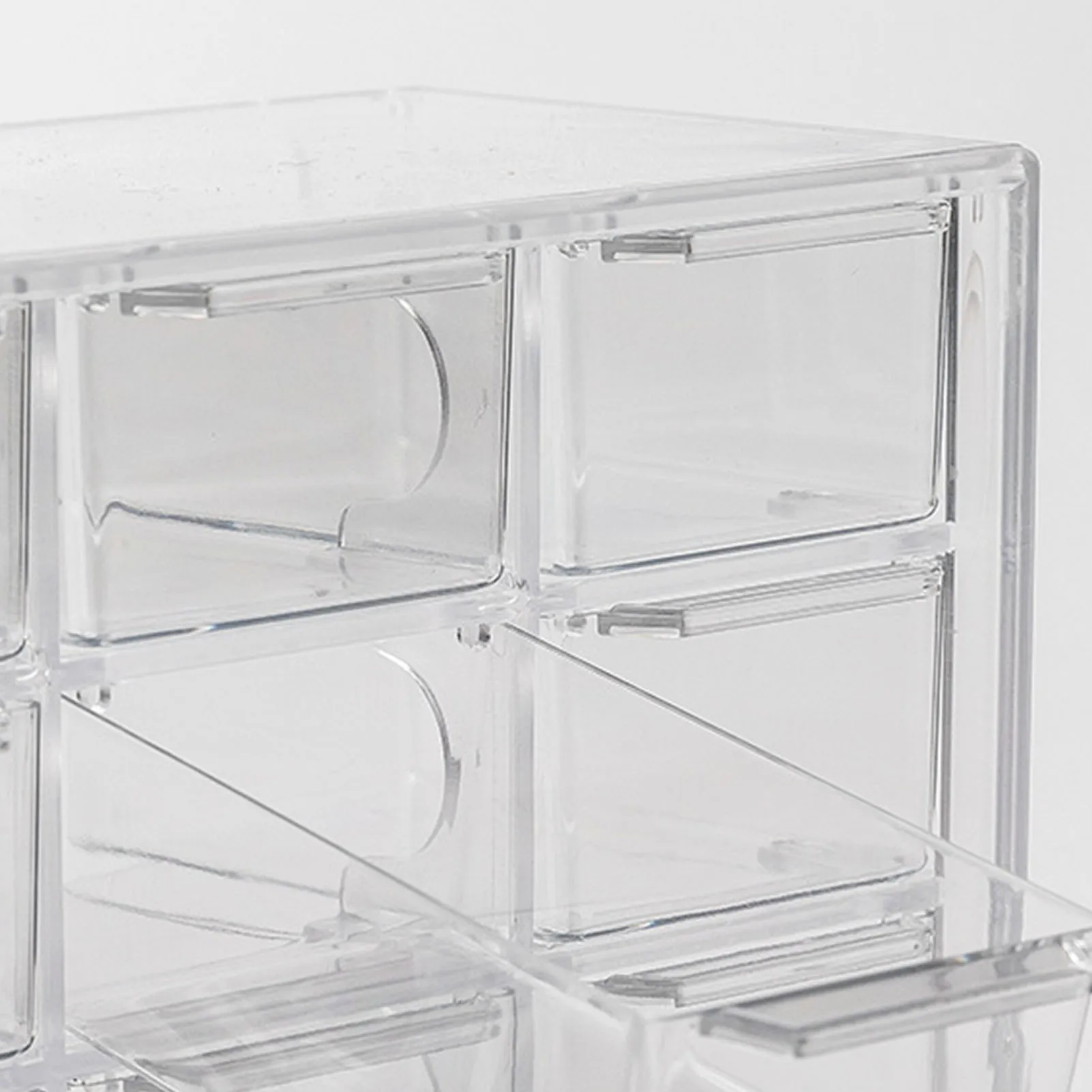 ZK20 9 Grids Desktop Storage Box Drawer Space Saving Dustproof Desktop Divided Drawer Transparent