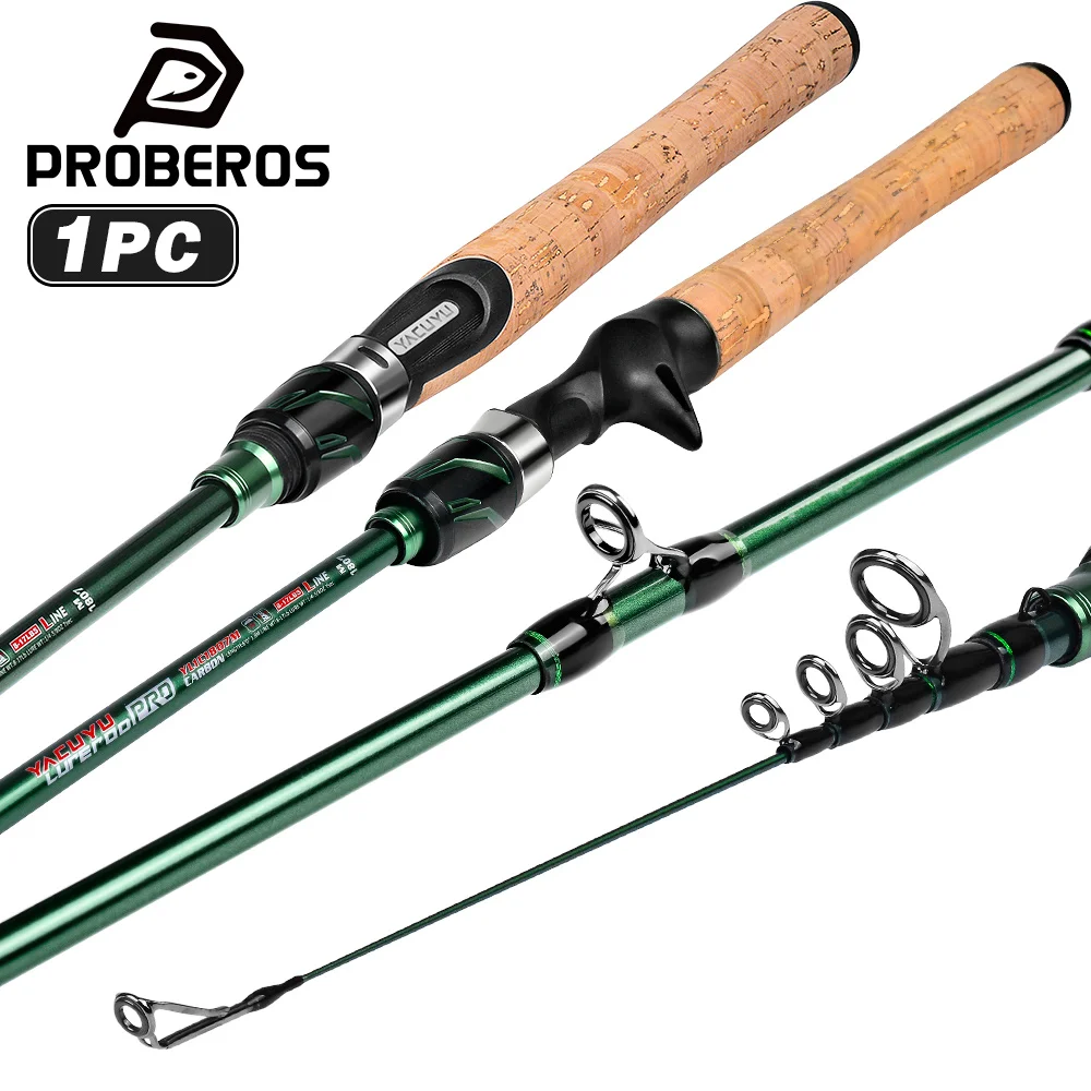 Proberos Teleskop-Angelrute, Kohlefaser 1,8M 2,1M 2,3M Reise-Casting-/Spinnruten, Ködergewicht 7-17g, Ruten mit massiver Spitze