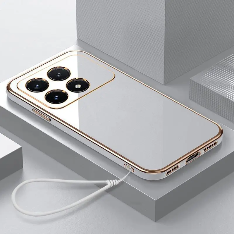 For Xiaomi Poco F6 Pro 5G Case Xiaomi Poco F6Pro Phone Case Straight frame Square Plating Silicone Back Soft rubber Cover