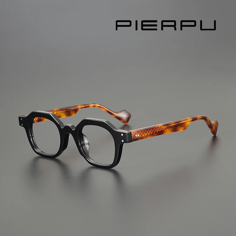 High Quality Double color Acetate Irregular Optical Glass Frame Men Women Retro Prescription Eyeglasses Vintage Myopia Eyewear