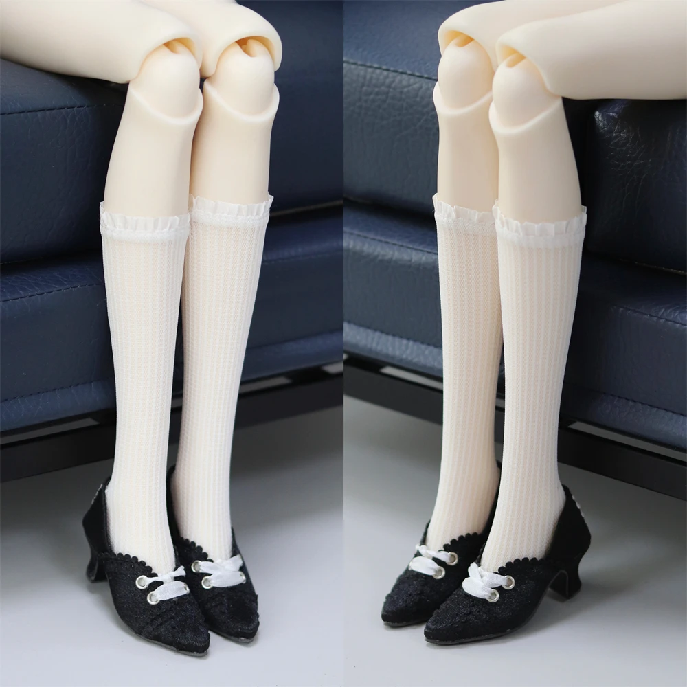 뾰족코 부드러운 실크 스테인 레이스업 댄스 블랙 핑크 로우힐 장난감 1/3 스팟 인벤토리 소녀 선물 우아한 BJD 인형 액세서리