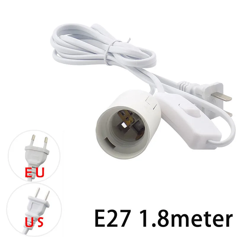 Universal Adjustable E27 Light Bulb Socket Adapter Extension Converter On/Off Switch Wall Base Holder Screw Flexible EU/US Plug