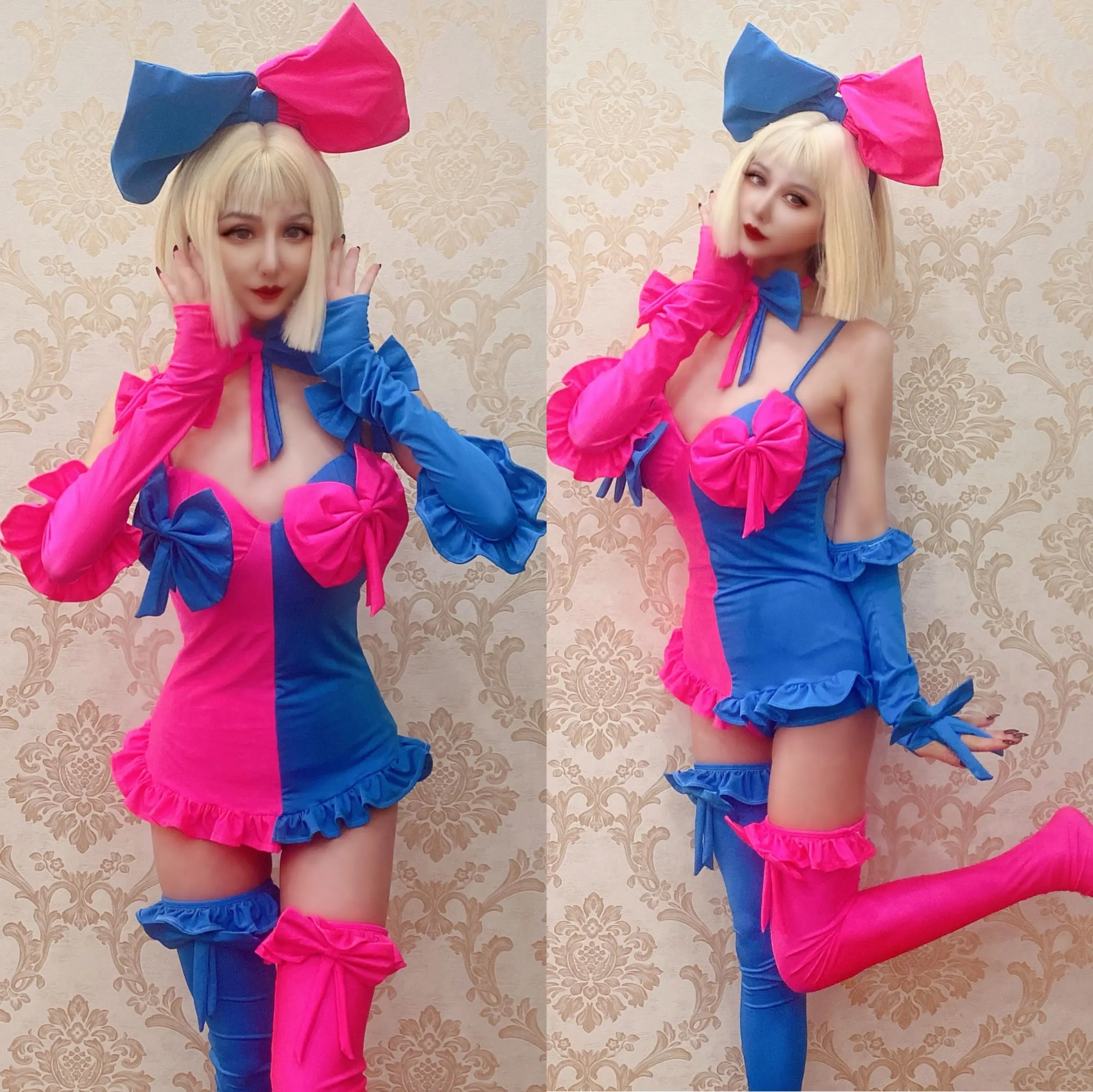 

New Valentine's Day Party Costume Nightclub Gogo Bar Dance Pink Blue Lovely Sexy Sweet Clothing Costume for Little Ugly Girl Car