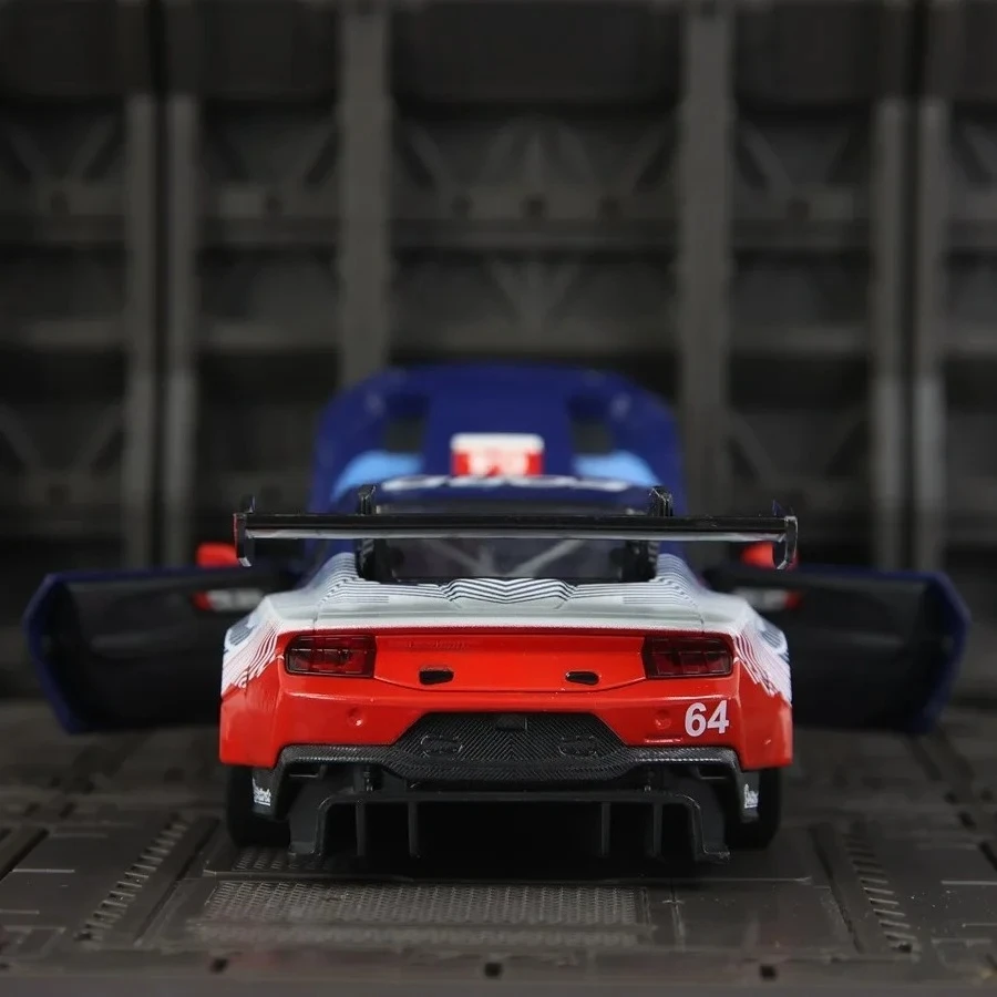 For 1:24 Simulation Mustang GT3Rally Racing Alloy Car Model 3 Door Opening with Sound and Light Toy Car Gift Advanced Collection