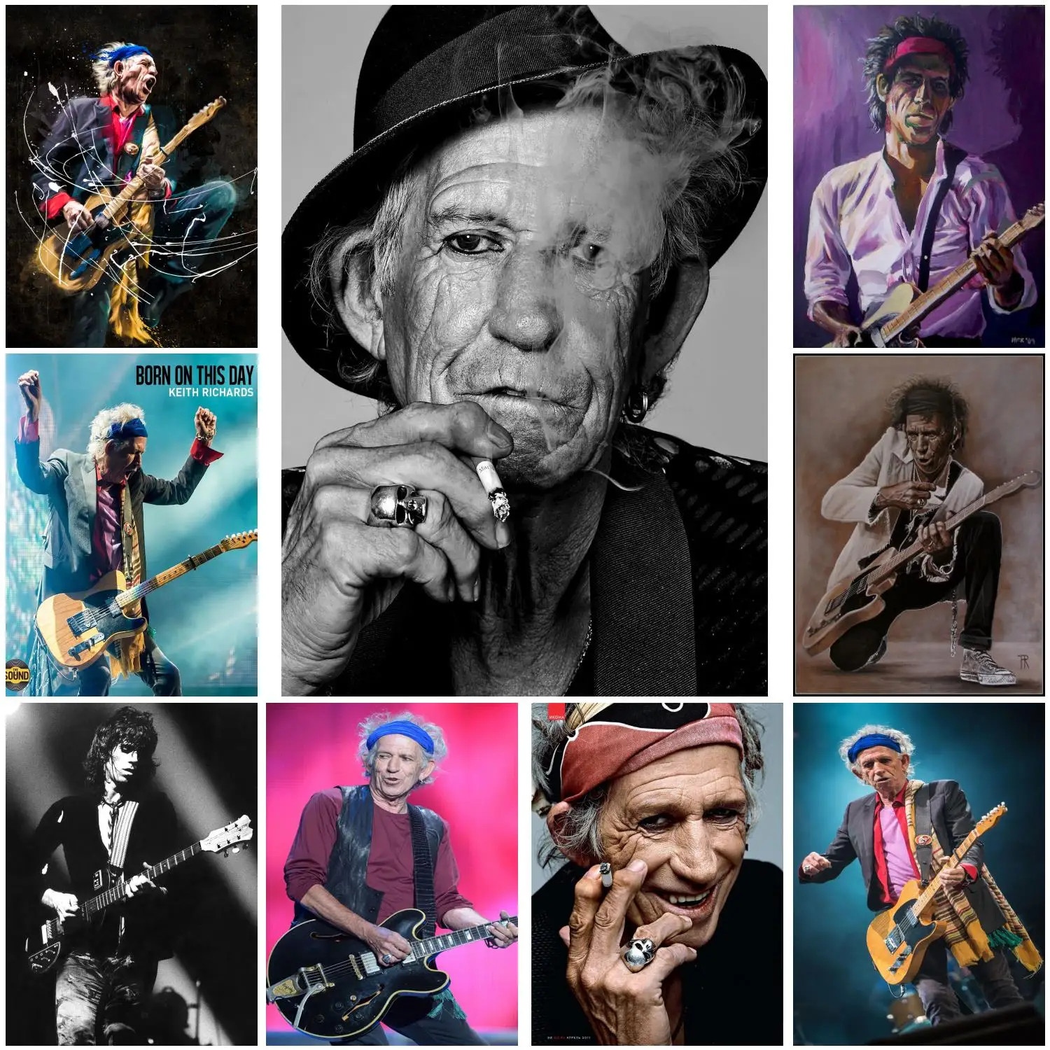 Keith richards Poster Pintura Decorativa Canvas Poster Presente Wall Art Sala Cartazes Pintura Do Quarto