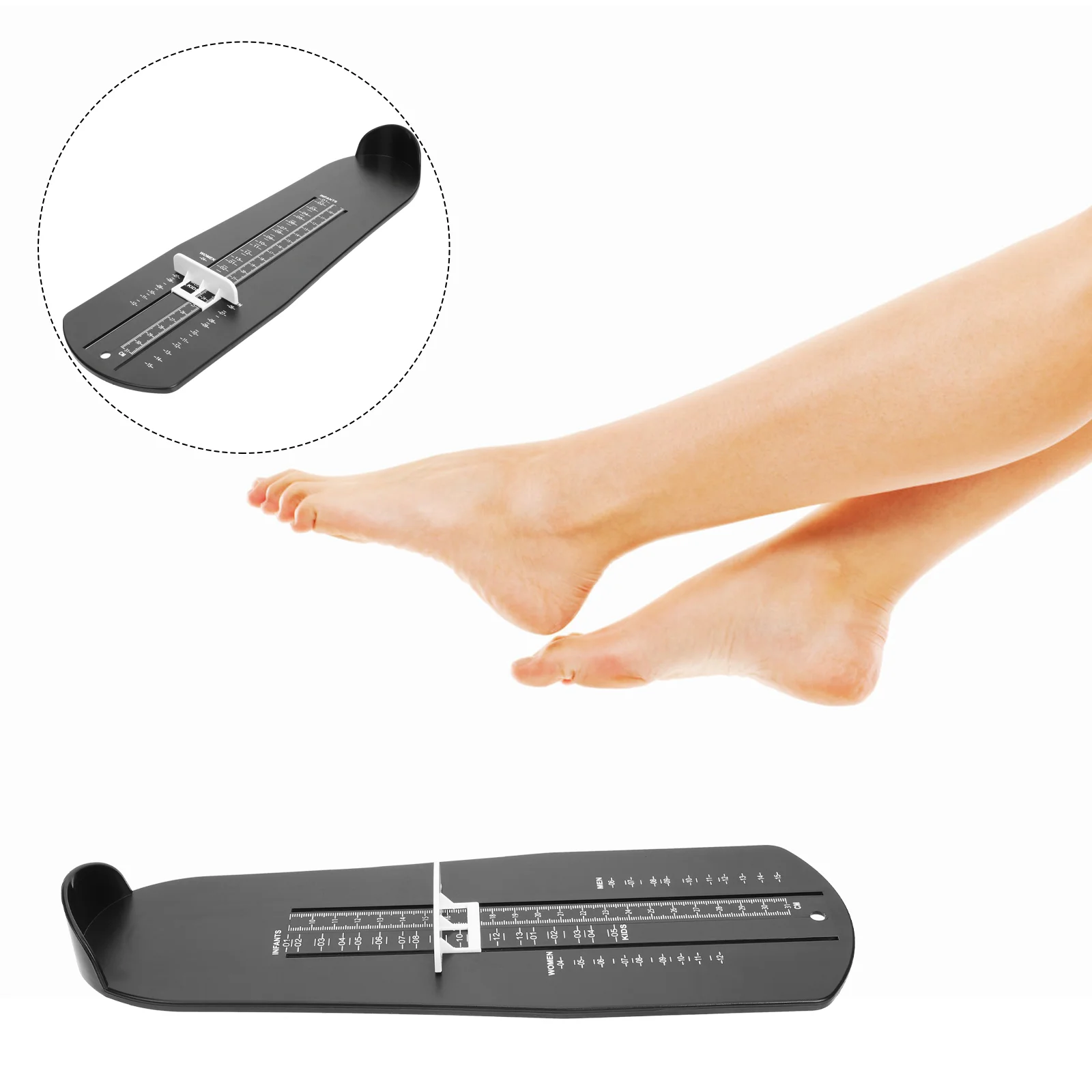 2 Pcs Foot Measurement Device Measuring Ruler with Size Chart Tool Men's Shoe Feet Measurer Plastic Gauge