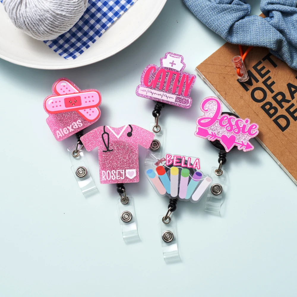Custom Name Nurse Badge Reel Personalized ID Badge Holder Retractable Badge Clip Medical Nurse Doctor RN LPN Gift Acrylic Badge