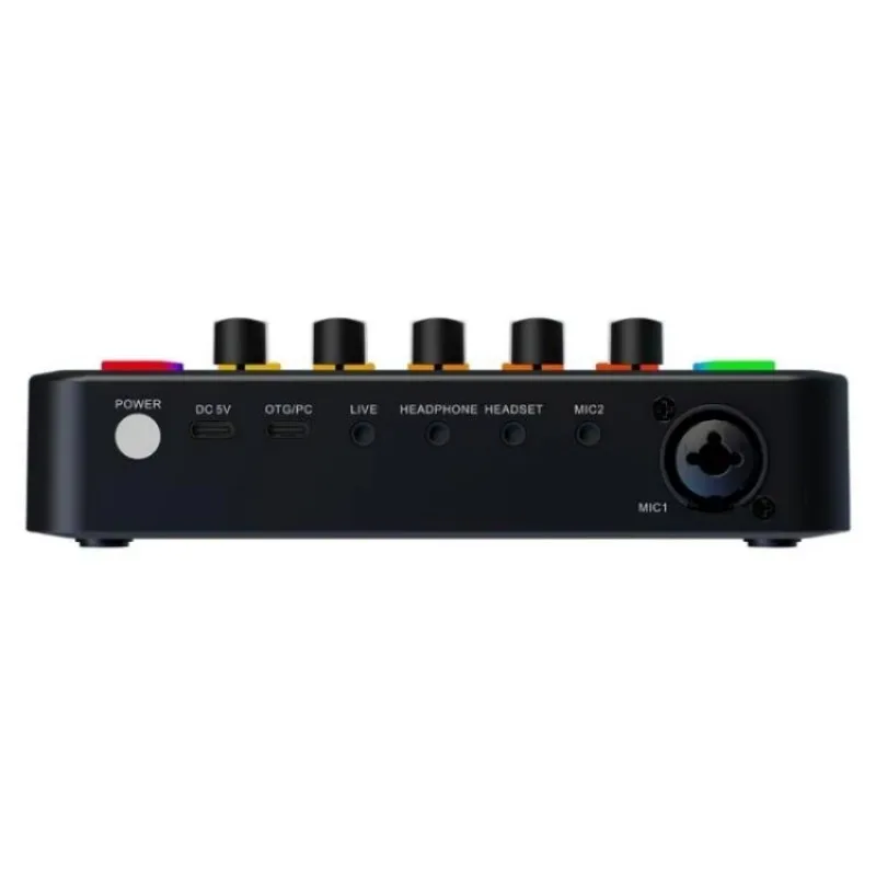 48V Live Streaming Sound Card Audio Mixer Power Voice Changer with RGB Light