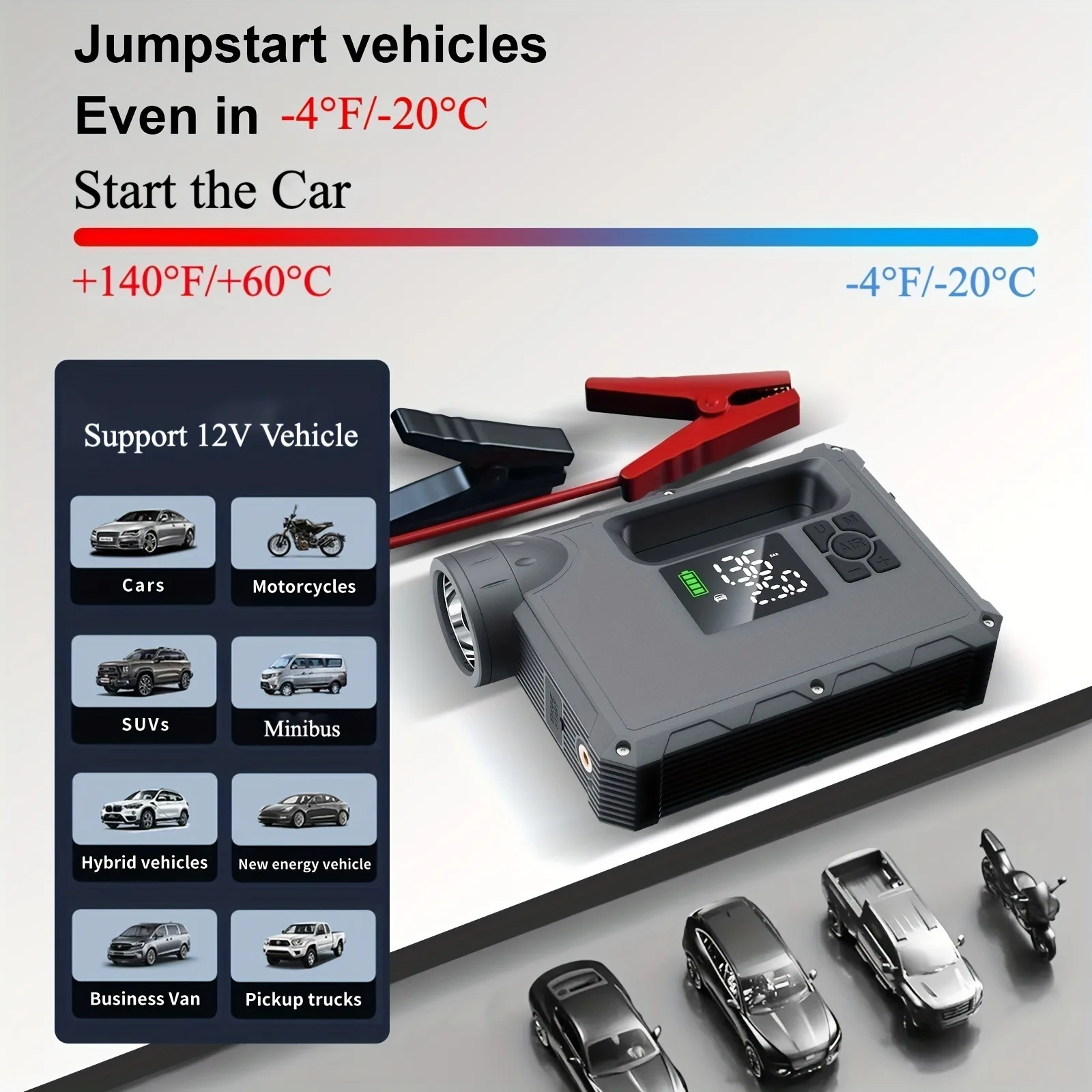 5 In 1 Smart Car Battery Charger, 12V Automotive Charger, Battery Tender, Battery Maintainer, Jump Starter With Air Compressor 1