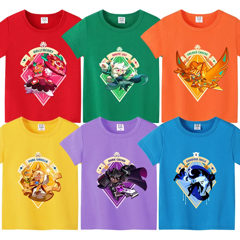 Детская футболка Cookie Run Kingdom для девочек и мальчиков, летняя одежда, цветные хлопковые футболки, рубашки с короткими рукавами, детские короткие топы, футболки в подарок