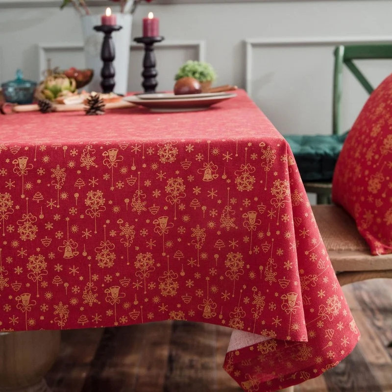 

Home Garden Tablecloth Christmas Red Green Linen Tablecloth Vintage Desk Coffee Table Tablecloth Kitchen Table Decorations