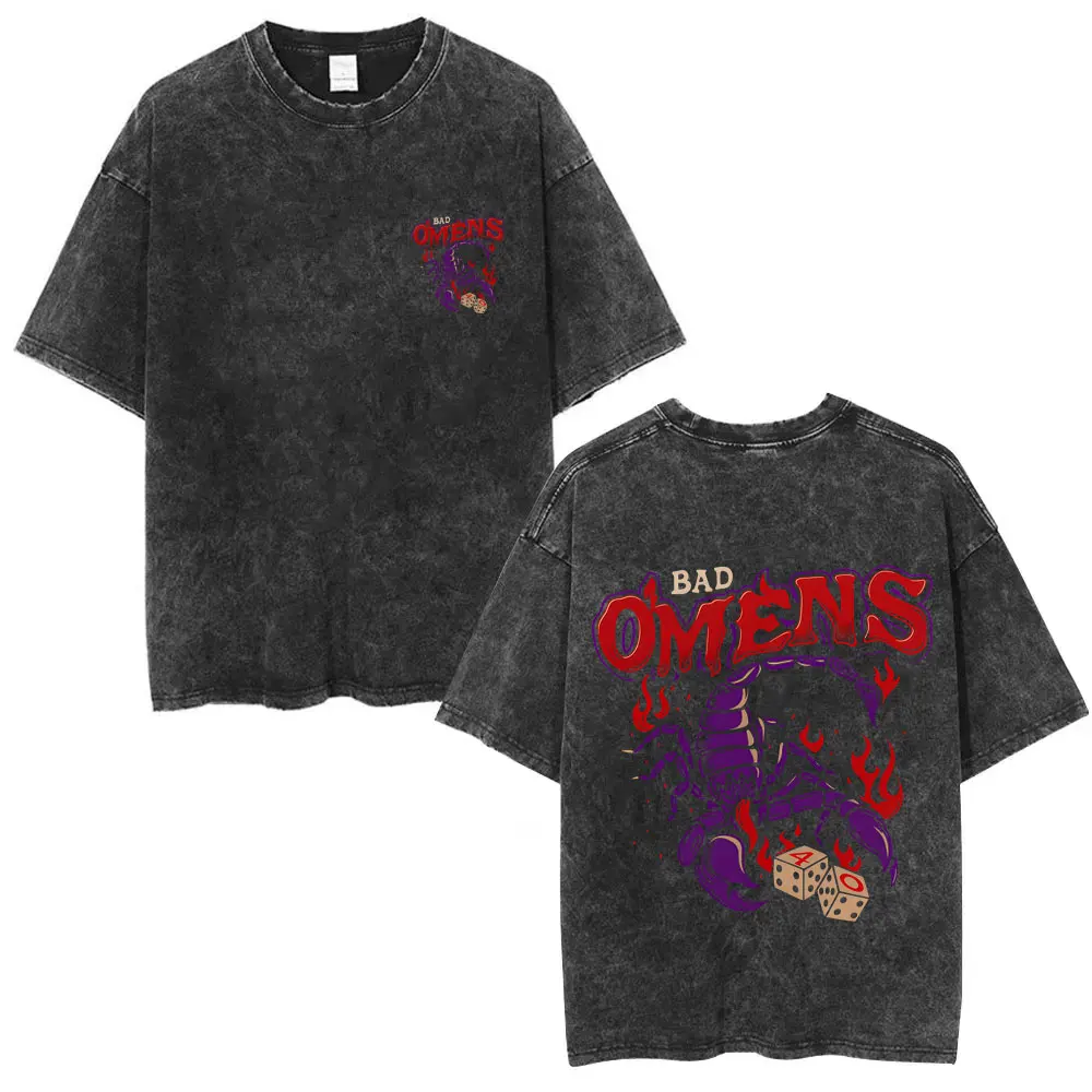 Camisetas con gráficos de la gira europea para hombre y mujer, camiseta informal de gran tamaño con banda de Rock Vintage lavada, Bad Omens Do You Feel Love 2025