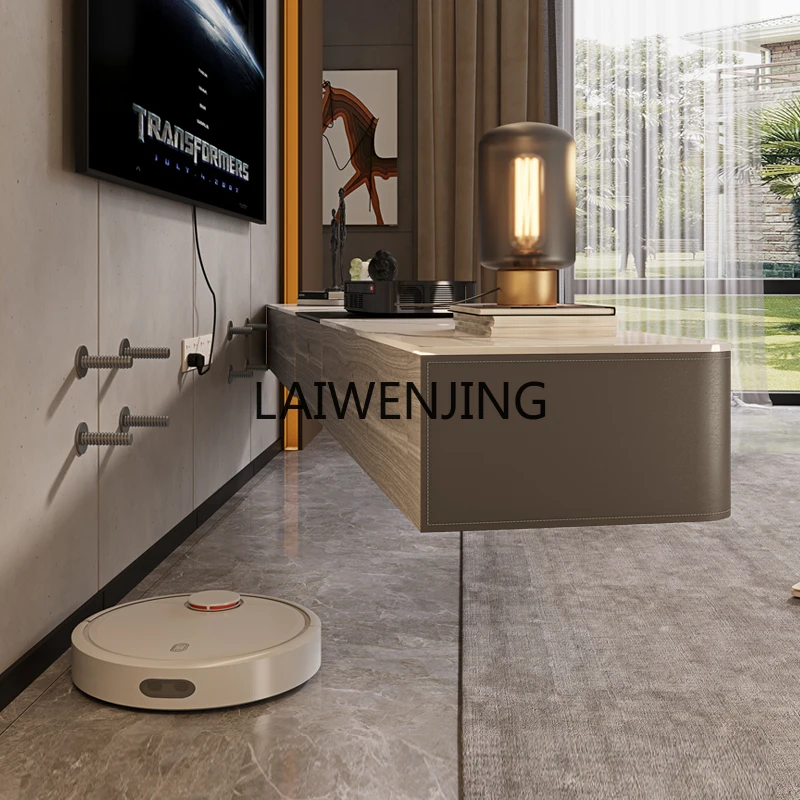 MJY intelligent hanging extended rock slab TV cabinet light luxury retractable floor cabinet