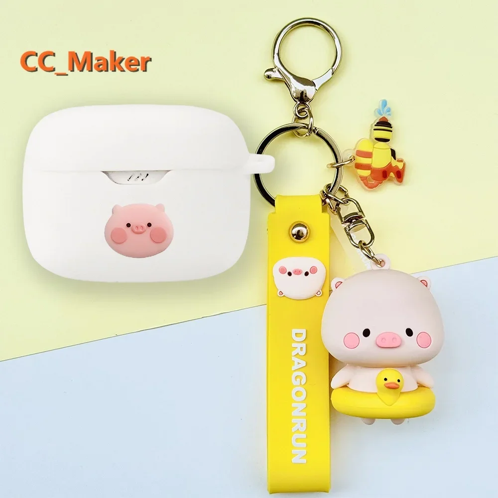 For JBL TUNE Beam Case Cute Keychain Pendant JBL TUNE Buds Silicone Soft Case Piggy JBL TUNE Beam Protective Cover