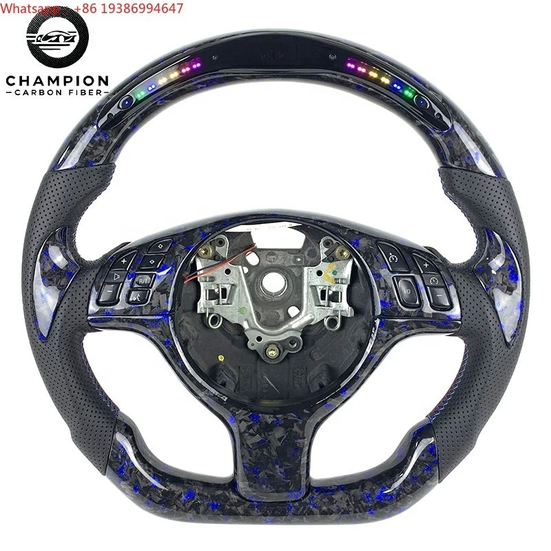 For BMW E46 E36 E39 M3 E53 330CI 325I Forged Carbon Fiber Steering Wheel LED Car Interior 1999 2000 2001 2002 2003 2005 2006