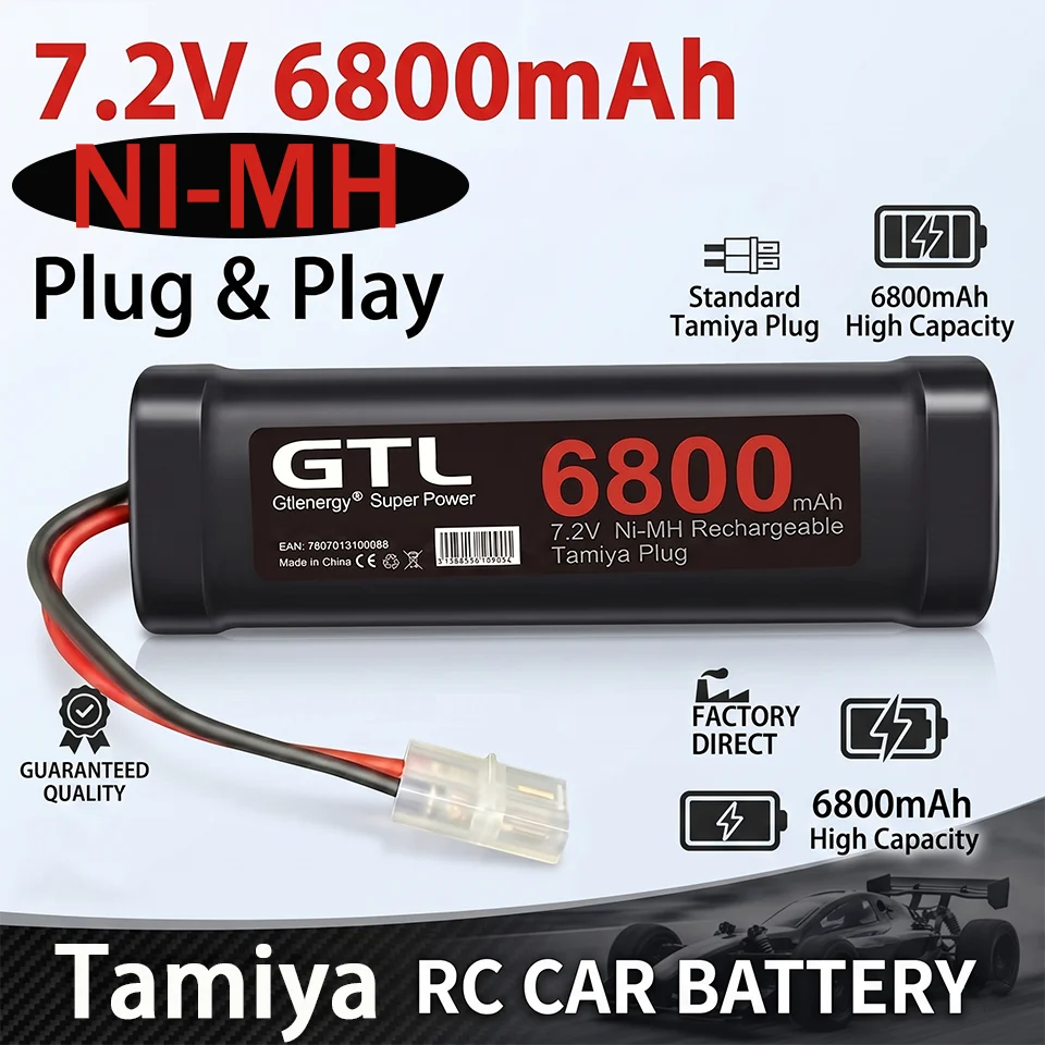 

Аккумуляторный блок NiMH 7.2V 6800mAh с разъемом Tamiya для радиоуправляемых моделей автомобилей, грузовиков, багги, лодок, танков, игрушек, высокой емкости, перезаряжаемый