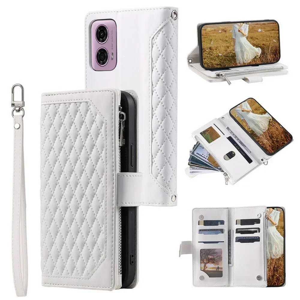 For Motorola G85 G55 G45 G35 G15 G05 5G 4G Case Crossbody Zipper Wallet Leather Cover Moto G15 Power G05 G35 G45 G55 G85 Funda