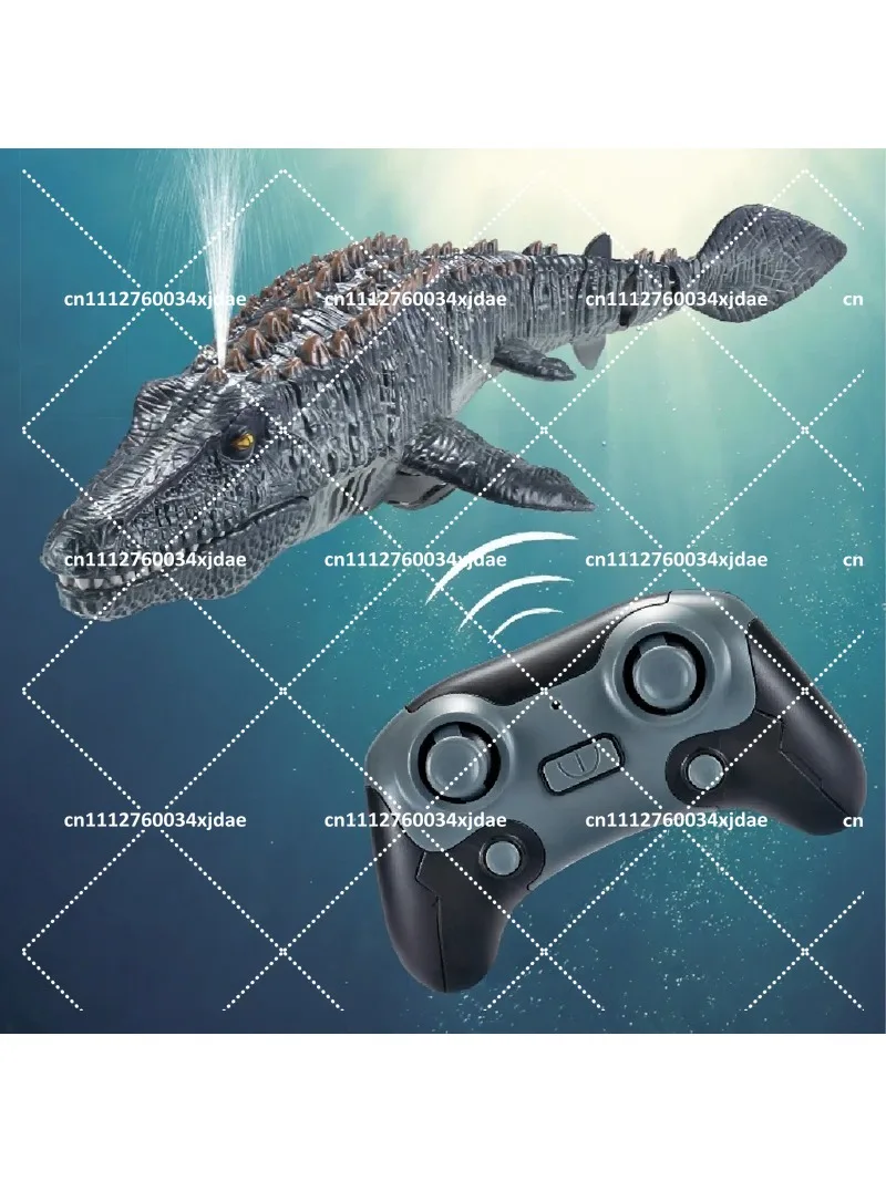 Water Spray Dinosaur Toy with Wireless Remote Control, Electric Simulation Shark Crocodile for Kids Bath Fun
