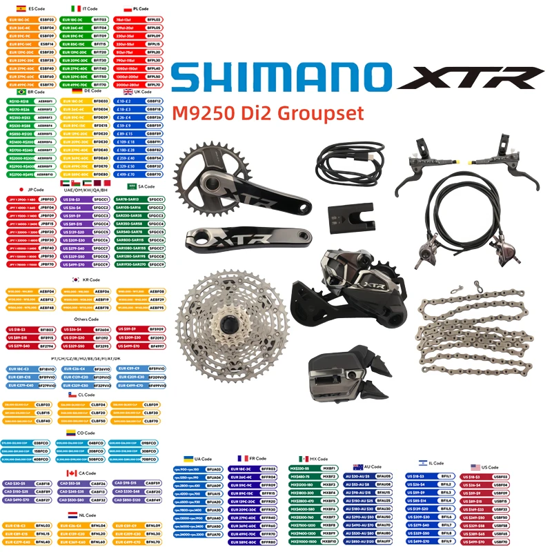 

Shimano XTR Series Di2 Groupset M9250 1X12 Speed 170 34T Crankset For MTB Mountain Bike Original Accessories