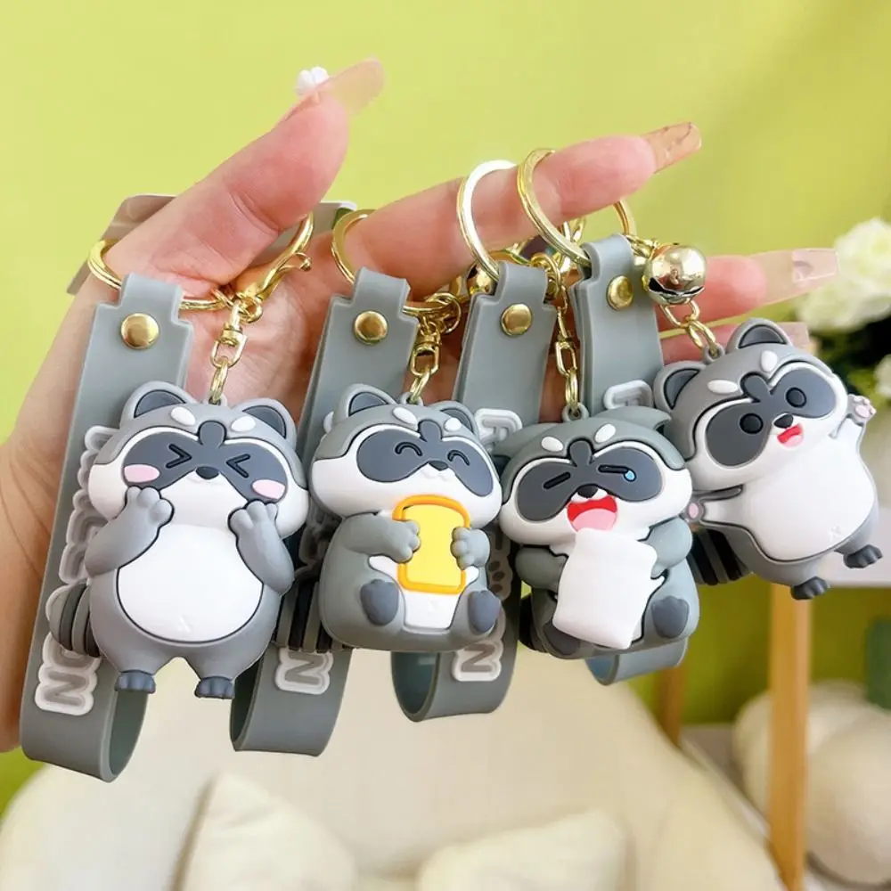 

Gift Creative Cute Animal Alloy Earphone Case Raccoon Keychain Backpack Decor Korean Kids Pendant Cartoon Keyring