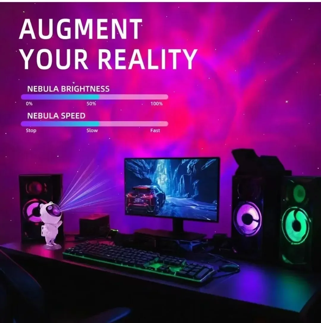 2024 Starry Sky Blue Light Bluetooth Night Light Small Astronaut Desk Ornament Spaceman Decorative Lamp for Bedroom