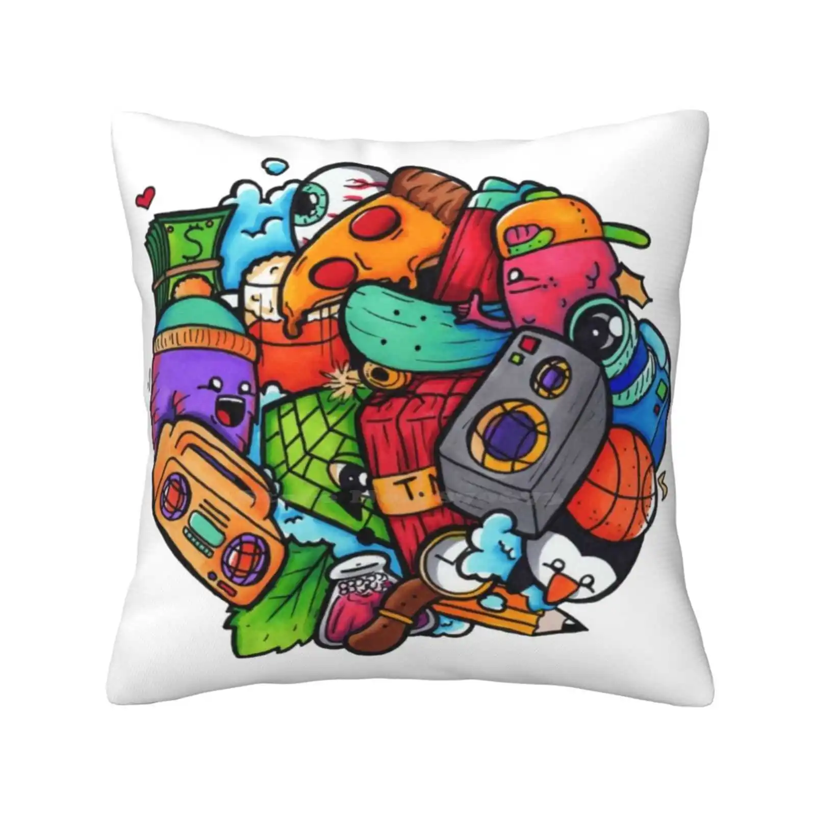 Doodle Fun-Shrimpy Draws Home Sofa Car Waist Throw Pillowcase Copics Eadan Shamir Fun Kids Doodleart Copicmarkers Copicart