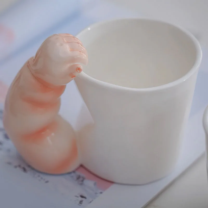 Ting Ke-Japanese Ceramic Baby Chubby Arm Mug, Cute Arm Handle Coffee Cup, Creative Ceramic Craft Ornament, Birthday Gift