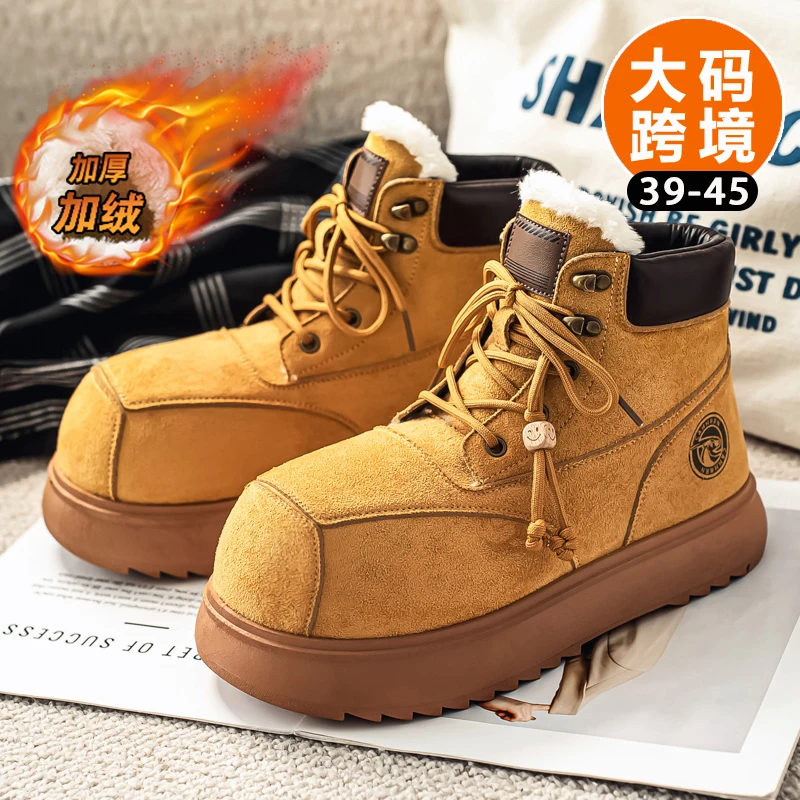 Men Thick Fleece Lined Retro Work Ankle Boots Cushioned Insole Anti Slip Sole Windproof Boots Street Trend Daily Outfit