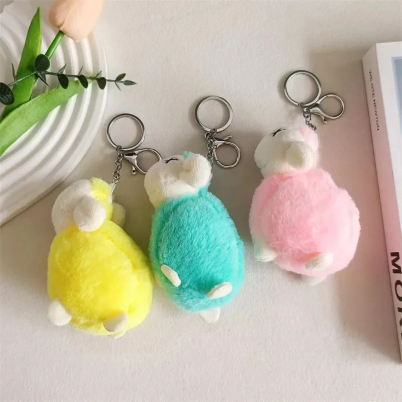 Cute Cartoon Lamb Animals Soft Stuffed Plush Toys Kawaii Backpack Decoration Exclusive Design Keychain Birthday Gifts for Friend