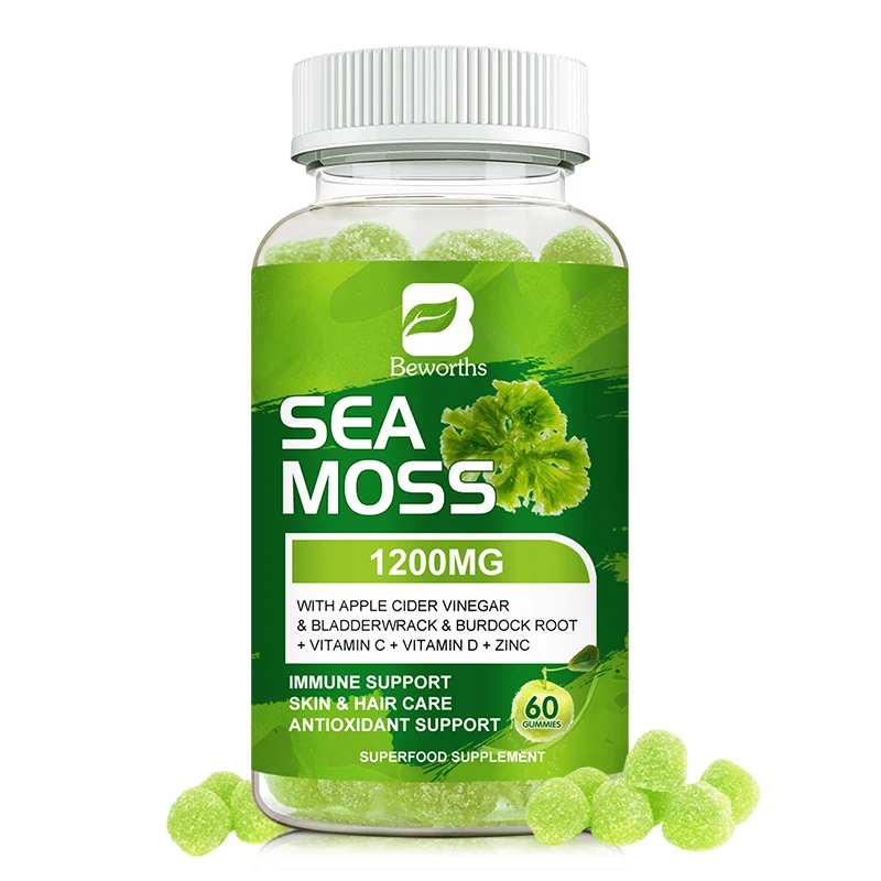 BEWORTHS Sea Moss Gummies Support Thyroid and Adrenal Health and Enhance Immunity Antioxidant Healthy Skin and Joints