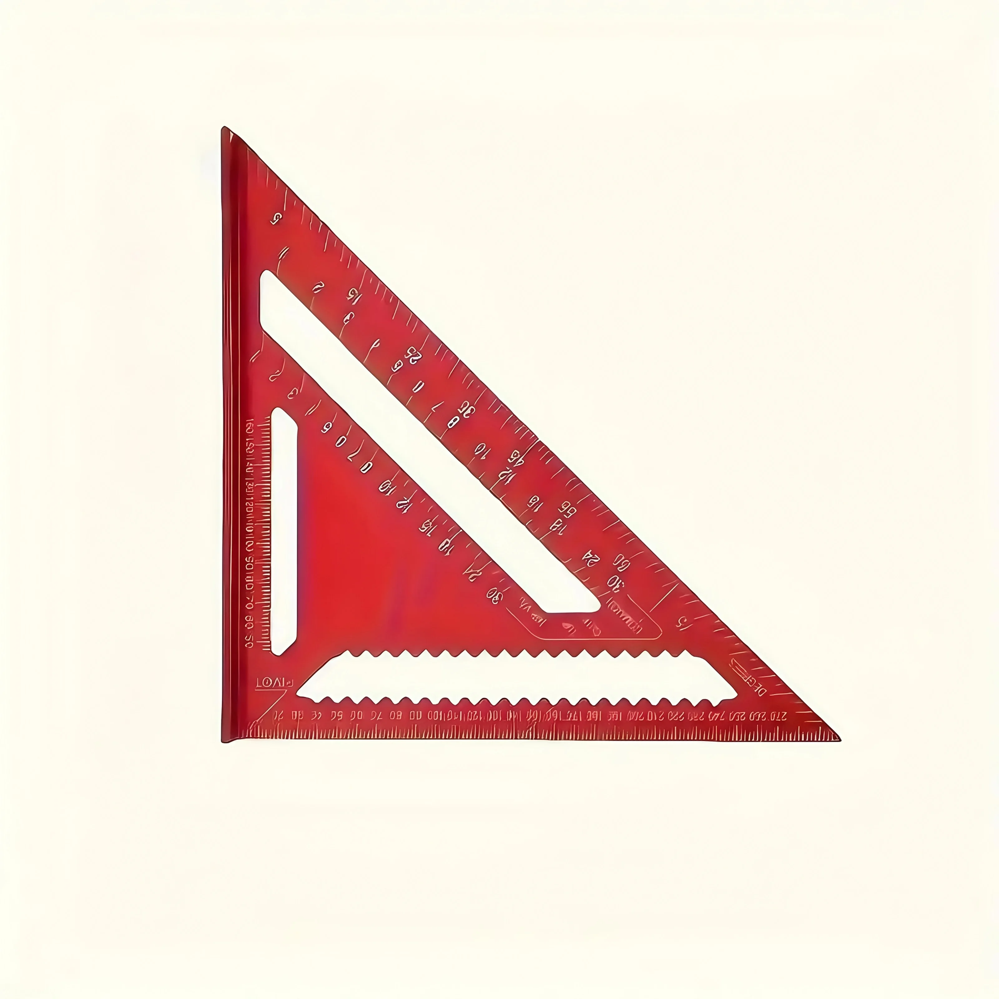[مسطرة دقيقة] مسطرة مثلثة من سبائك الألومنيوم الحمراء مقاس 12 بوصة |   هيكل معدني متين، مكتشف الزوايا ومقياس متري