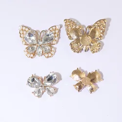 New 5Pcs Crystal Butterfly for Earrings Bracelet Necklace Pendant DIY Jewelry Making High Quality Charms Supply