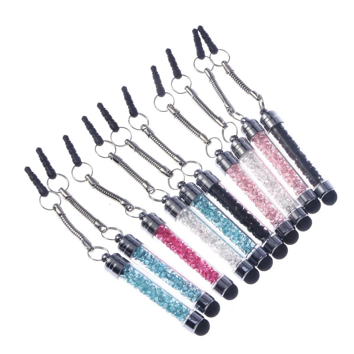 10Pcs Mini Crystal Capacitive Touch Pen Stylus for Tablets Smooth Writing Ultra-Responsive Rubber Tip Luxury
