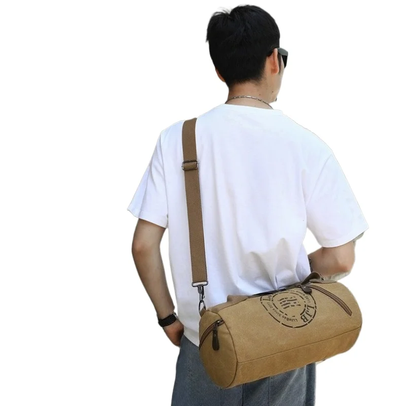 

Unisex Casual Travel Fitness Cylindrical Canvas Shoulder Bag/crossbody Bag/handbag