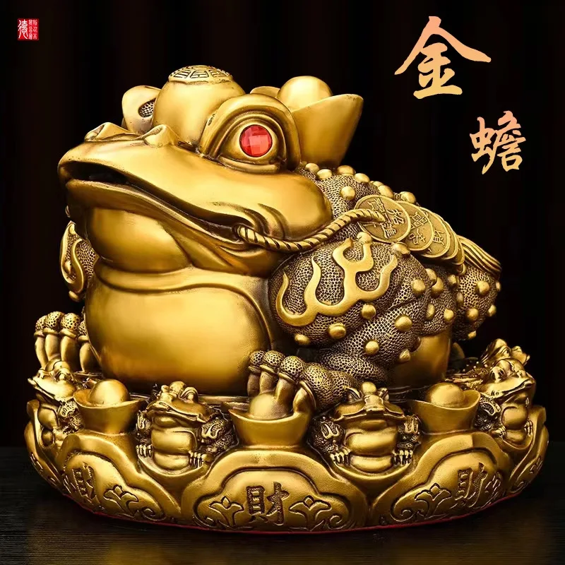 

Fortune Toad Decoration Pure Copper Three Feet Golden Toad Golden Cicada Office Living Room Decoration Shop Opening Gifts Large