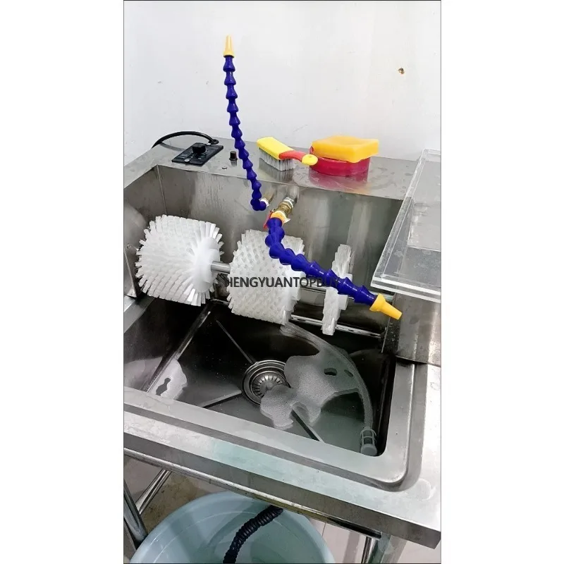 Single slot stainless steel tennis shoe cleaning equipment with sink