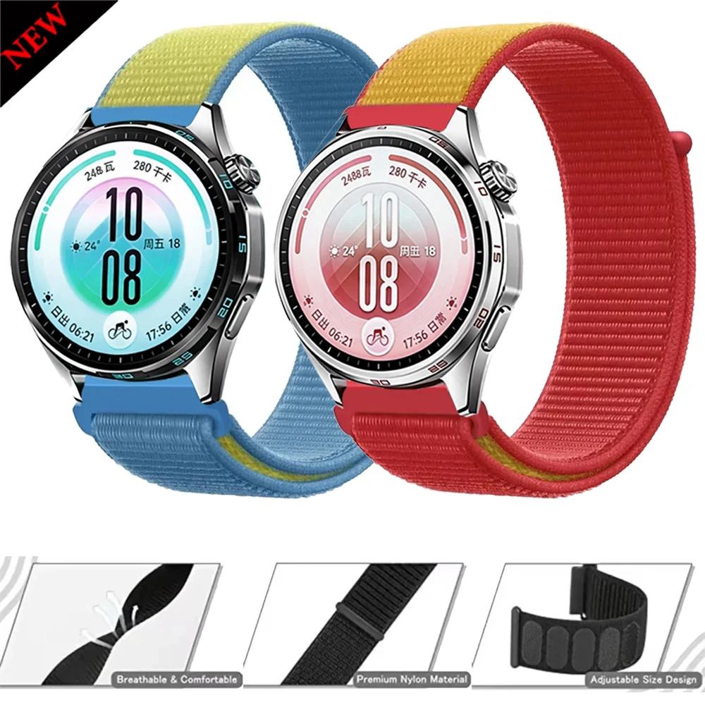 20mm 22mm Nylon Strap for Huawei Watch 5 GT7-6-5 Pro 46mm Comfortable Bracelet for Amazfit Active Max/Bip 6-Max/Balance 3 Belt