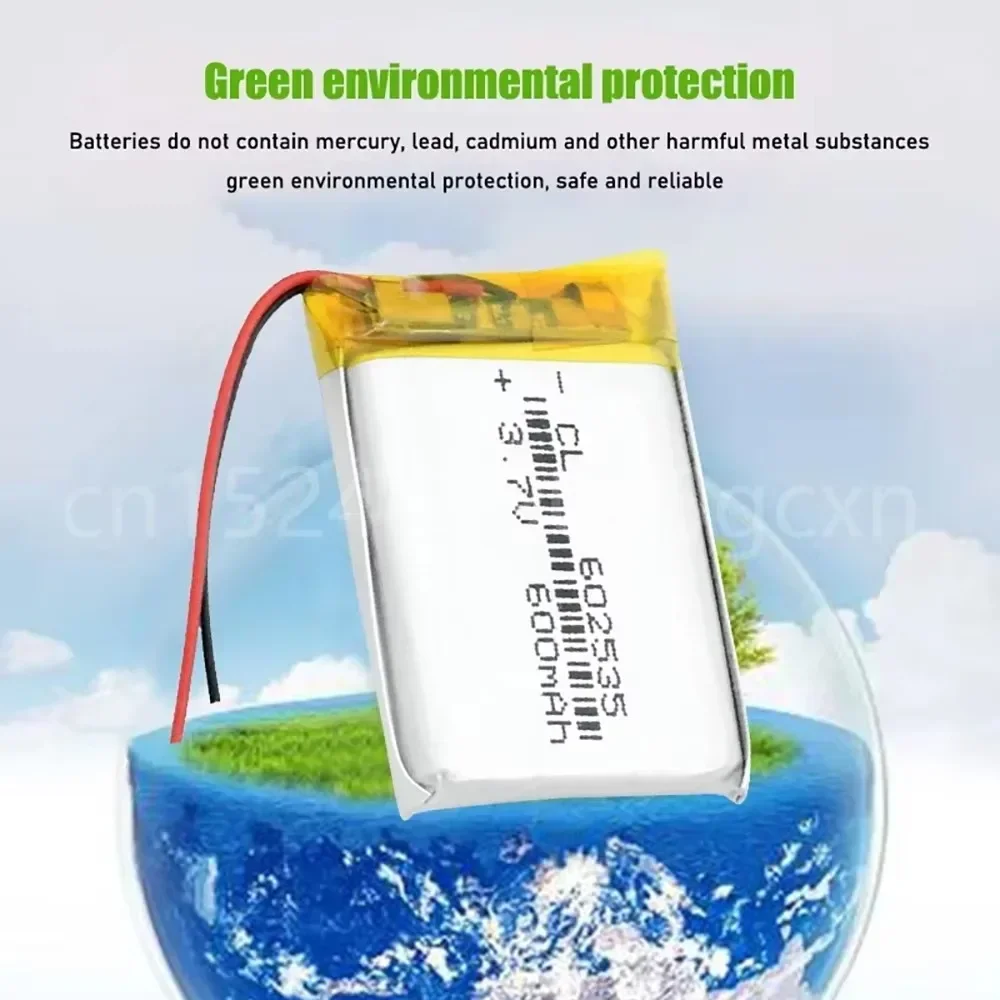 Supply Lithium Battery Lithium Polymer Rechargeable Battery 602535 600mah 3.7V for MP3 MP4 MP5 GPS PSP MID Bluetooth Headset