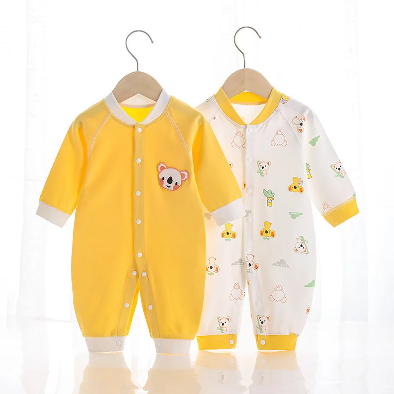 Newborn Baby Clothes with Boneless Buttons Baby Jumpsuit with Four Seasons Button Closure Jumpsuit In Spring and Autumn