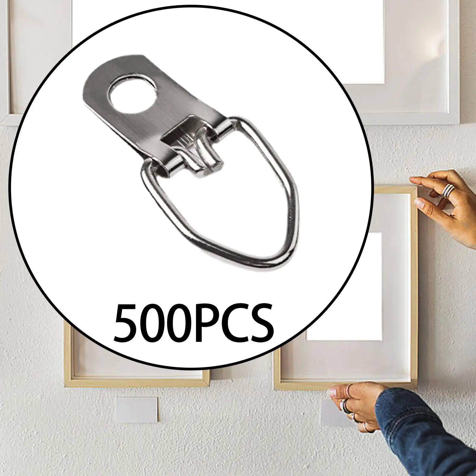500x D Ring Picture Hangers Metal Small Single Hole Picture Hooks for Decoration Hanging Clock Artwork Mirror Picture Frame